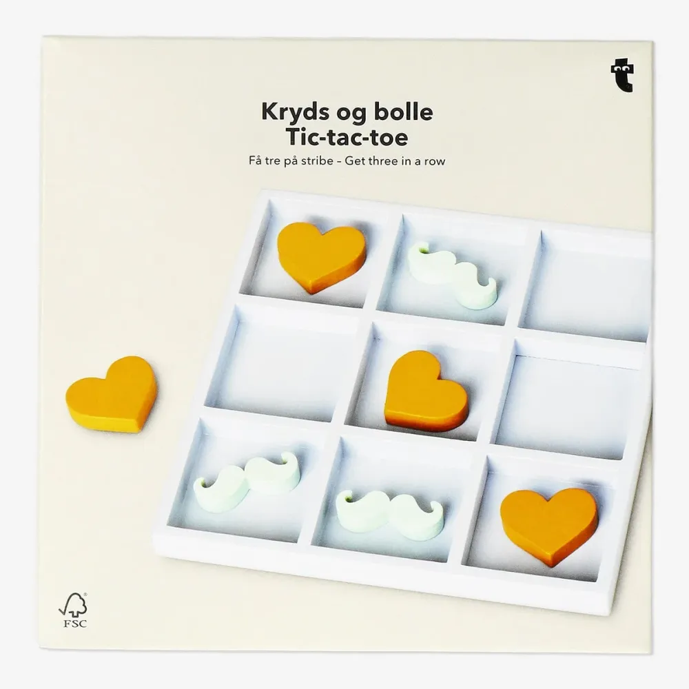 Tic-tac-toe viikset ja sydän teemalla