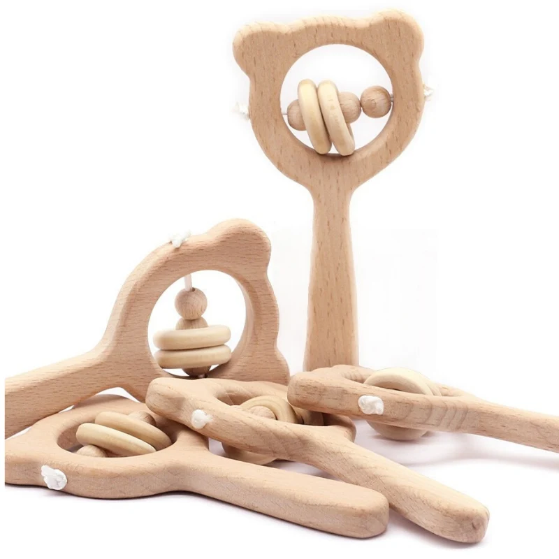 EcoToys Bambino Kaukring | Rauhoittava Puiset Purulelu - Turvalliset Leikki- ja Pureskeluehdot