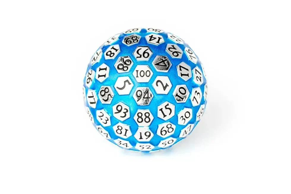 Mega Metal D100 sininen Paperweight: One hundred sided dice D&D - Metallic Dice Games