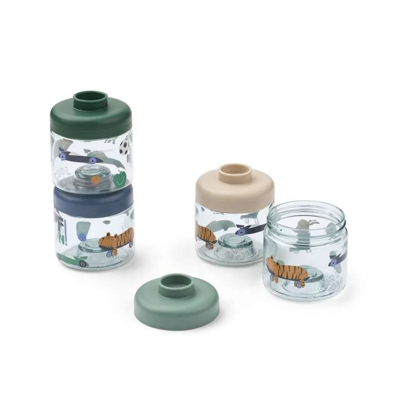 Liewood Dominique Små Madbokse - Tritan - 4-pak - 100 ml - Fun/Beach Sapphire