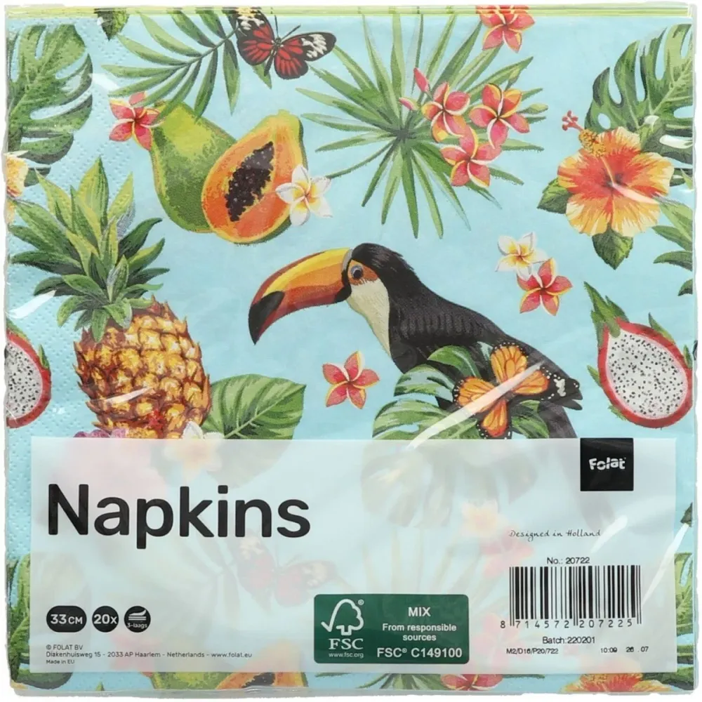 Hawaii lautasliinat Toucan 33cm 20kpl