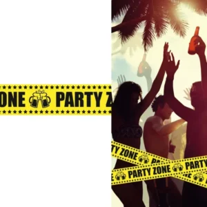 Keltainen barrikadinauha Party Zone 6m