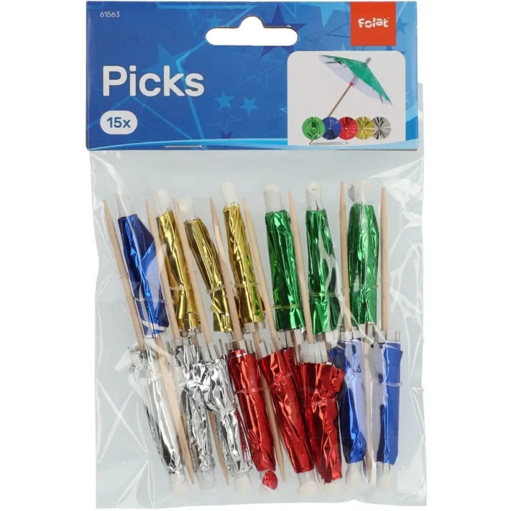 Parasol Cocktail tikut 10cm 15kpl