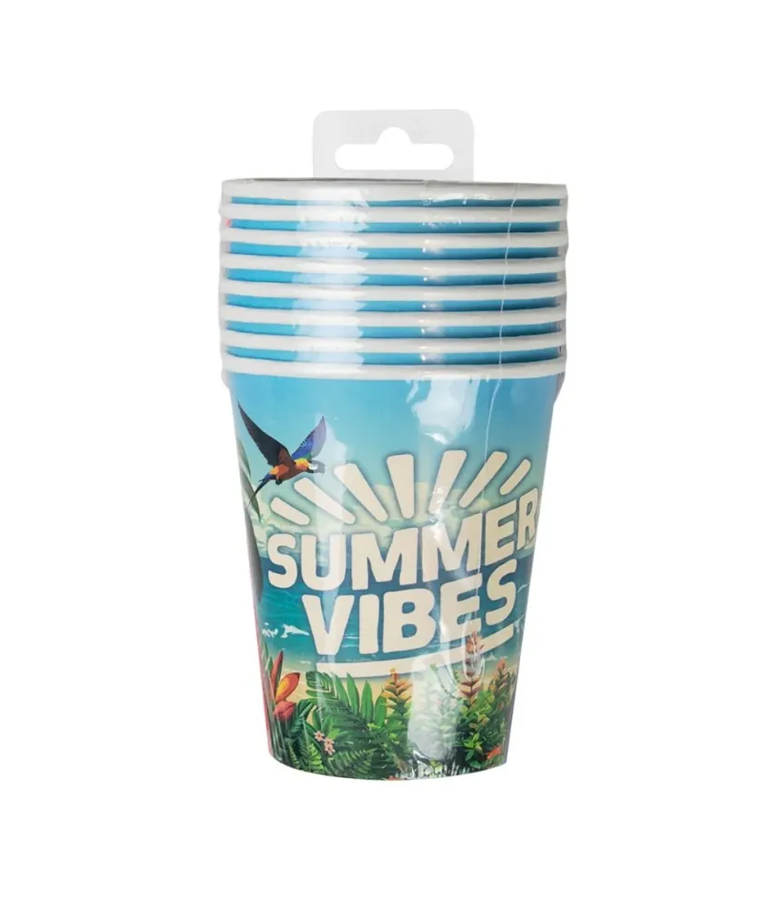 Värilliset kupit Summer Vibes 7.5cm 8kpl