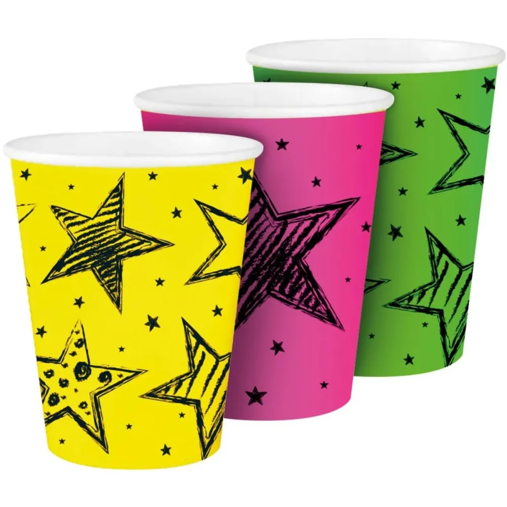 Värilliset Neon kupit 250ml 6kpl 6kpl