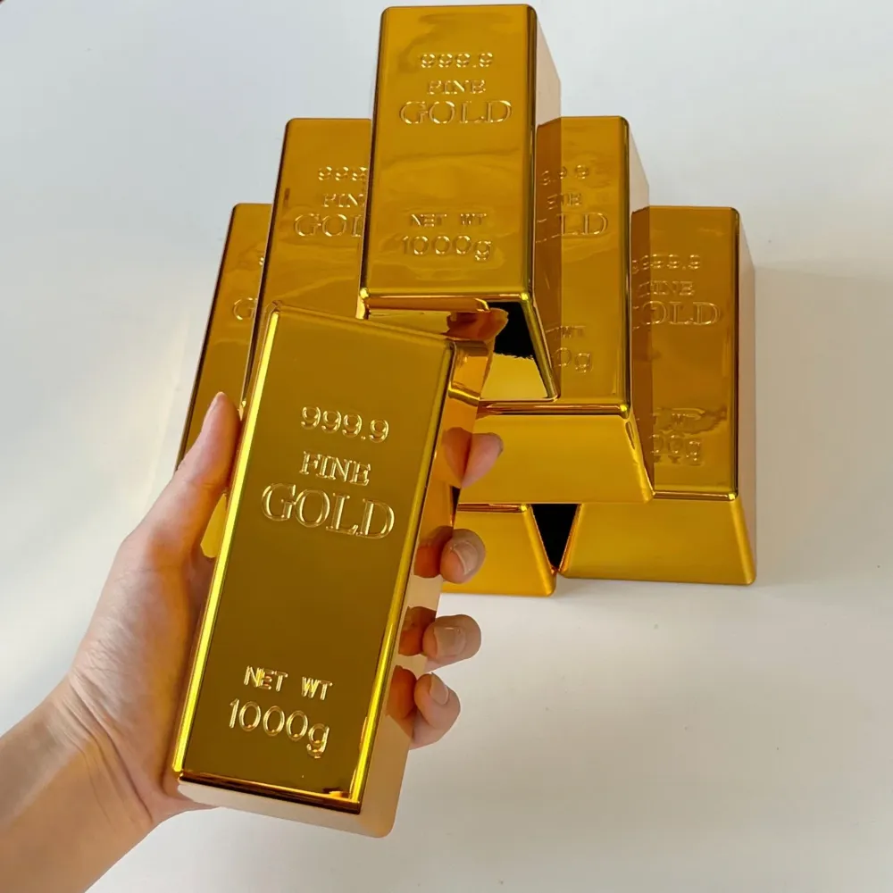Plastic Electroplated Hollow Gold Bricks Gold Bars Props Ornaments Gold Brick Decorations Activity Gold Bars Gold Brick Toys
