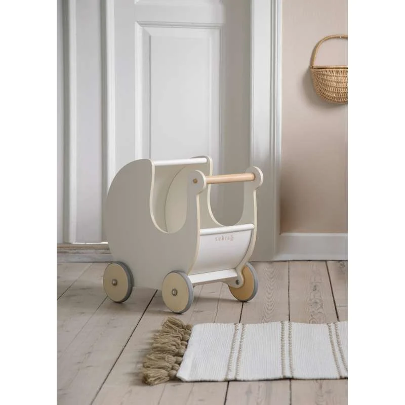 Sebra Dukkevogn - FSC - Hvid Ages 3+