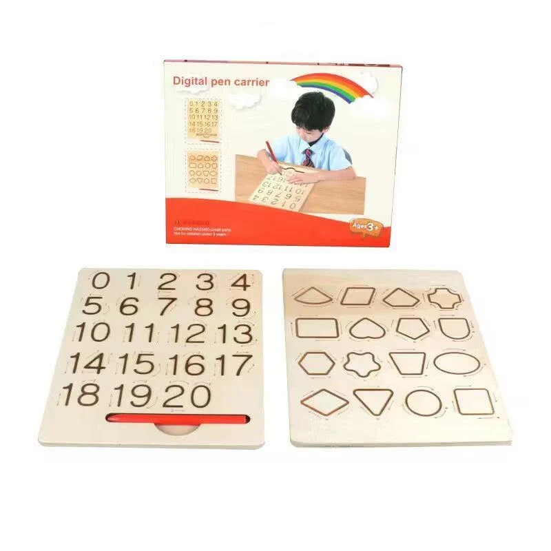 Ecotoys Montessori Cognilauta | Tutustu numeroiden ja kirjainten maailmaan - Opettava puinen palapelikortti lapsille